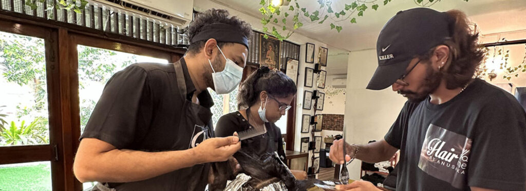 Anushka busy at the salon.